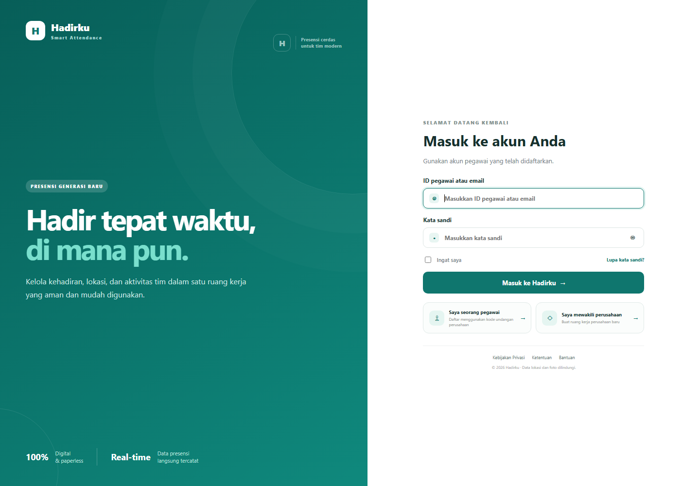 Tampilan aplikasi Smart Attendance