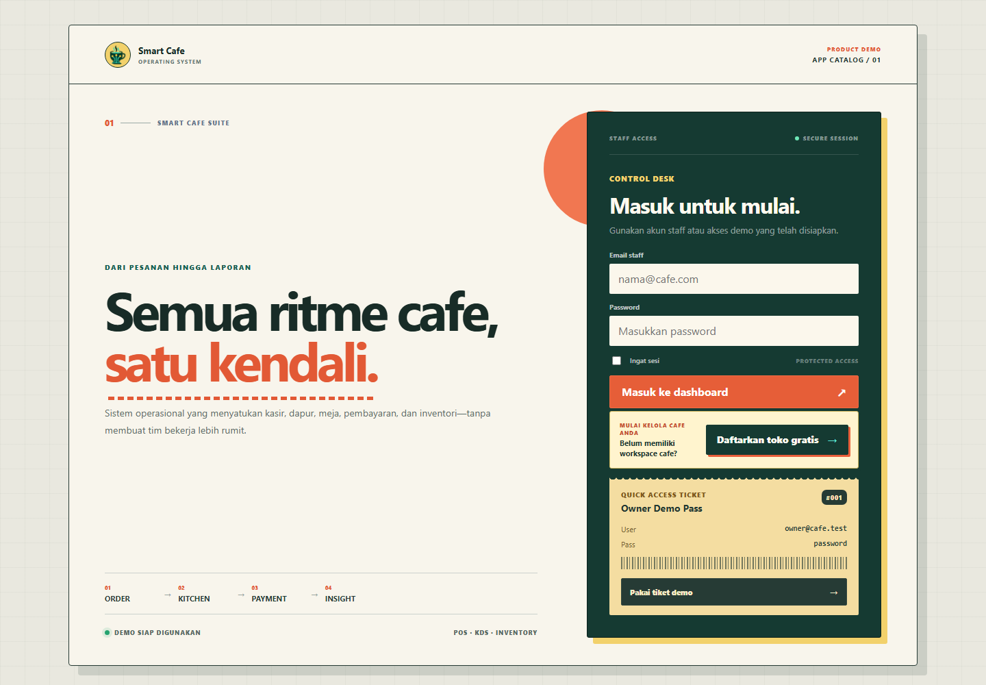 Tampilan aplikasi Smart Cafe